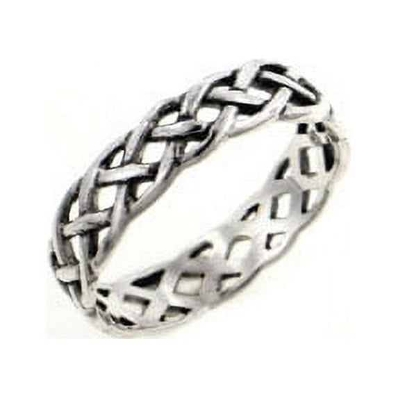 Narrow 4mm Neverending Celtic Knot Sterling Silver Pinky Band Ring