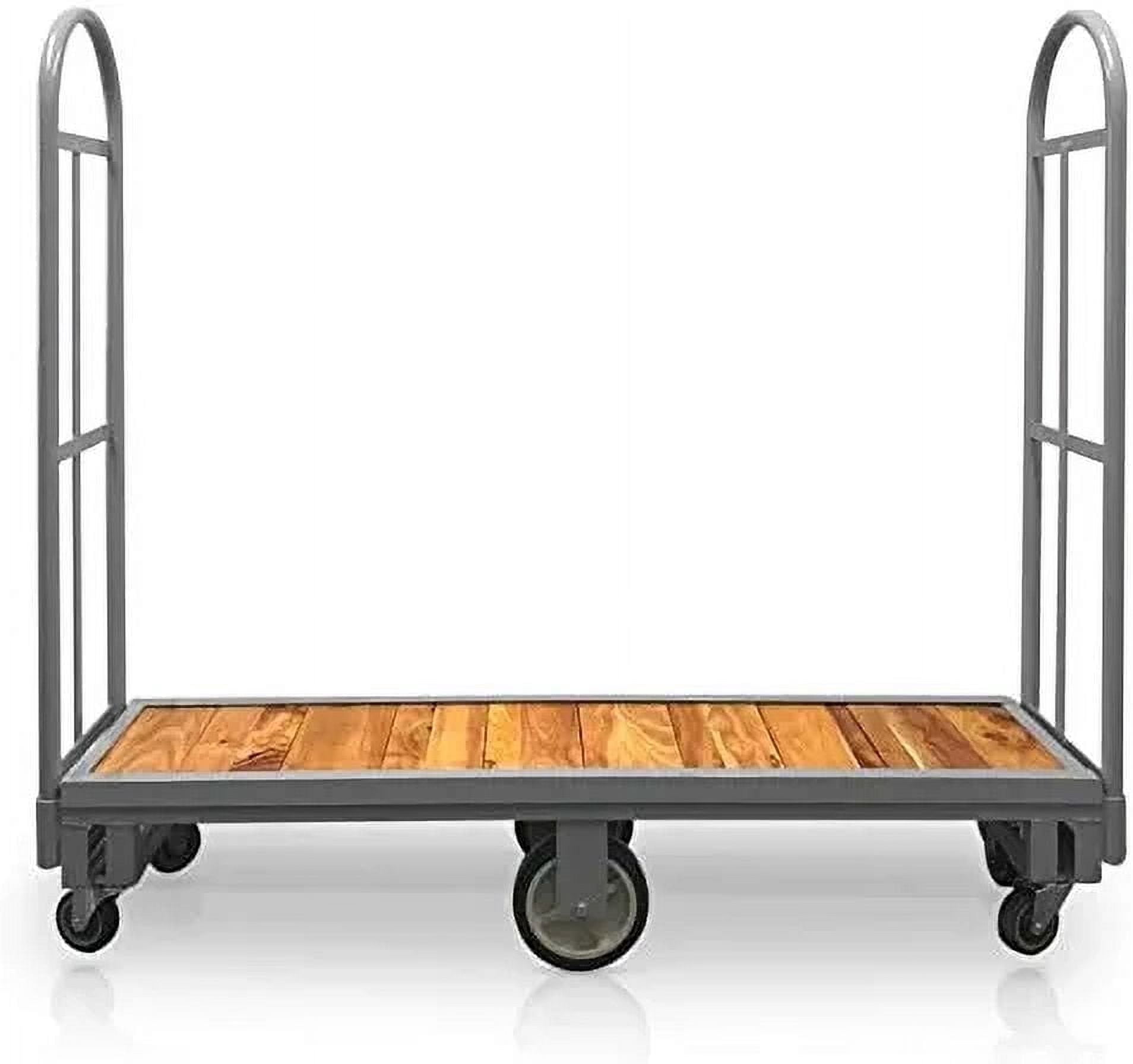 Franklin Narrow Aisle U-Boat Platform Truck Dolly, 16 x 48 inch Heavy Duty Utility Cart with Thick Wood Deck, Hand Truck with Dual Removable Handles, Holds up to 2000lbs :