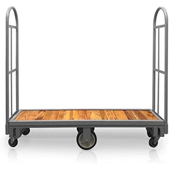 Franklin Narrow Aisle U-Boat Platform Truck Dolly, 16 x 48 inch Heavy Duty Utility Cart with Thick Wood Deck, Hand Truck with Dual Removable Handles, Holds up to 2000lbs :