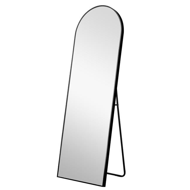Arched Black Aluminum Full Length Mirror with Stand