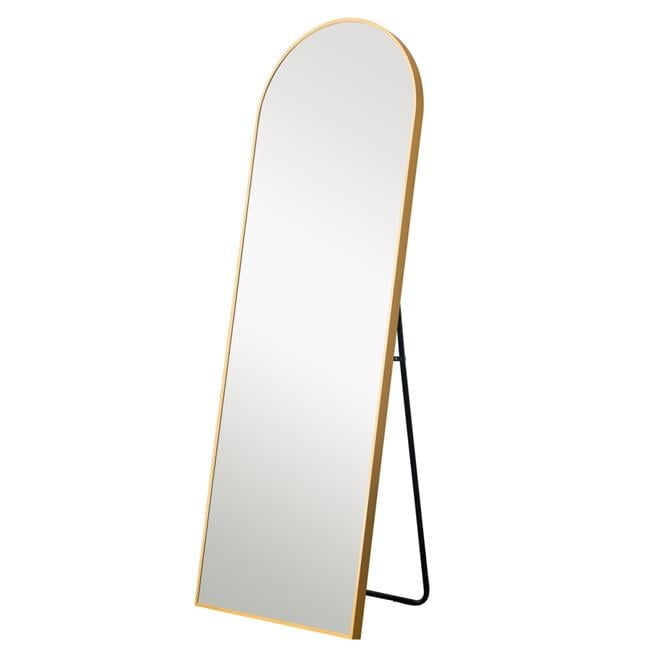 Elegant Gold Arched Full-Length Floor Mirror with Stand