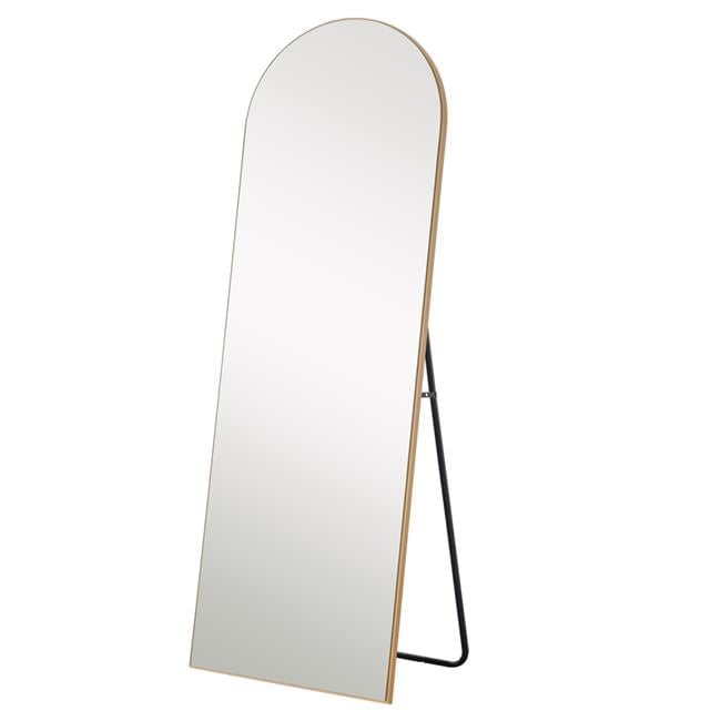 Elegant Gold Arched Full-Length Floor Mirror with Stand