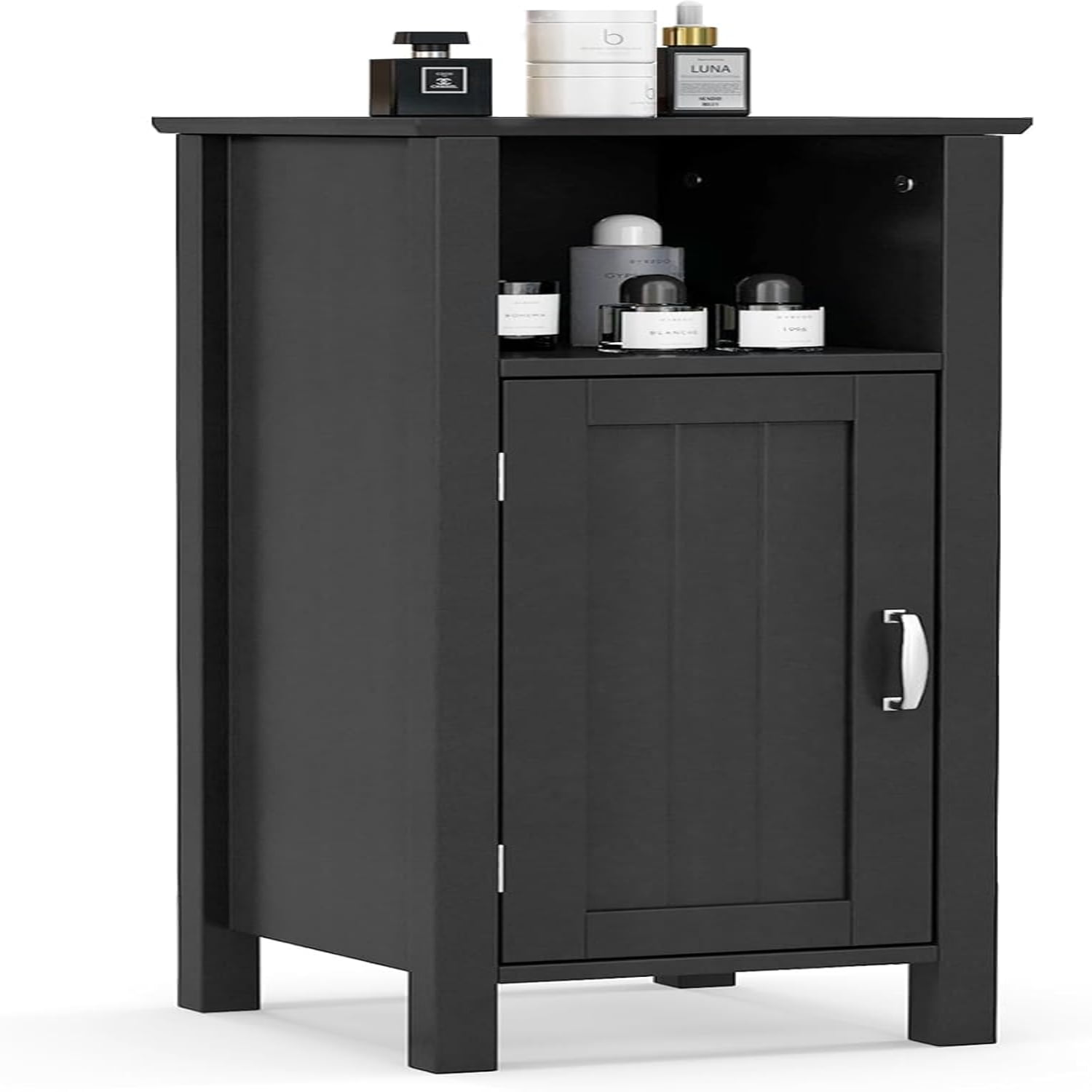 Narrow Bathroom Cabinet - Corner Unit with Open Compartment Adjustable ...