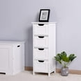 thumbnail image 1 of Narrow Bathroom Floor Cabinet, Small Bathroom Storage Cabinet with 4 Drawers, Freestanding Bathroom Cabinet Organizer for Bathroom, Laundry, Living Room (White, 11.8"L x 11.8"W x 32.5"H), 1 of 8