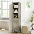 thumbnail image 1 of Narrow Bathroom Storage Cabinet, Bookcase with Adjustable Shelves, Farmhouse Cabinet for Bathroom, Living Room, Grey, 1 of 9