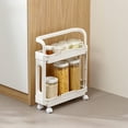 thumbnail image 1 of Narrow Bathroom Storage Cart with Wheels, Stainless Steel Slim Organizer Cabinet for Small Spaces, 21x17x5 Inches, 1 of 6