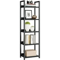 Narrow Bookshelf, 5 Tier Bookshelves, Home Office Bookcase Shelf Storage Organizer, Free Standing Storage Shelving Unit for Bedroom, Living Room and Home Office, Black