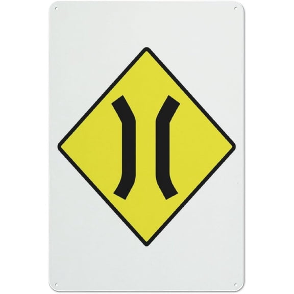 Narrow Bridge Symbol Sign 12 X 8 Inches Reflective Aluminum Metal Warning Signage With Symbol For Indoor Outdoor Use