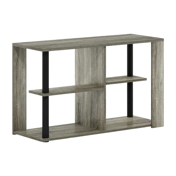 Narrow Coffee Table French Oak Black with Open Shelves and Sturdy Frame