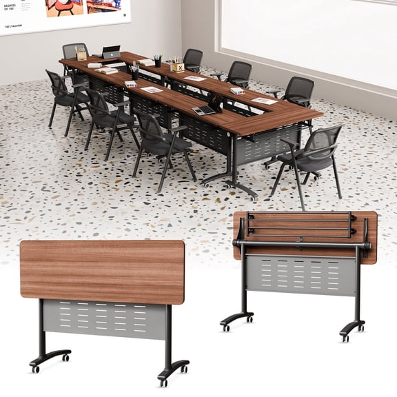 Narrow Conference Tables,Conference Room Tables with Wheels,Small Folding Conference Table for Office Training Meeting Seminar Classroom Home