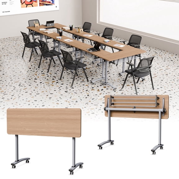 Narrow Conference Tables,Conference Room Tables with Wheels,Small Folding Conference Table for Office Training Meeting Seminar Classroom Home