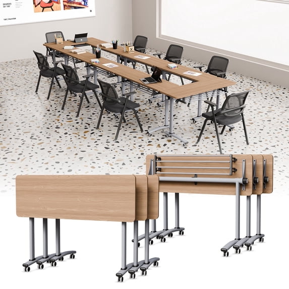 Narrow Conference Tables,Conference Room Tables with Wheels,Small Folding Conference Table for Office Training Meeting Seminar Classroom Home