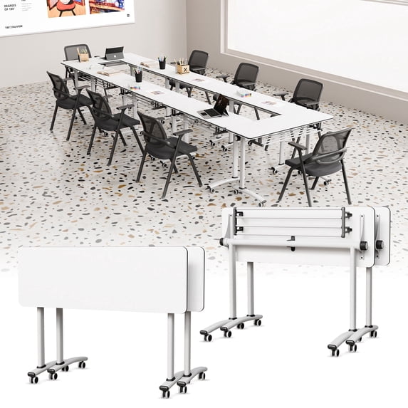Narrow Conference Tables,Conference Room Tables with Wheels,Small Folding Conference Table for Office Training Meeting Seminar Classroom Home