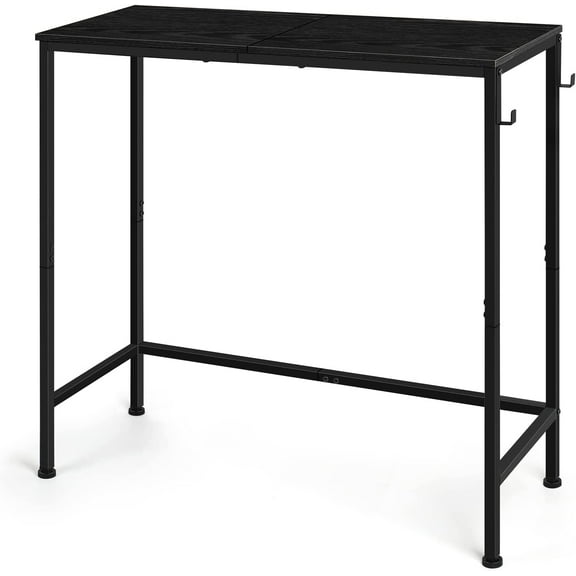 Narrow Console Entryway Table with Hooks, Black