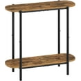 thumbnail image 1 of Narrow Console Table, 2-Tier Small Entryway Table, 29.5" Thin Sofa Table with Storage, Behind Couch Table, Display Table, for Living Room, Hallway, Entryway, Rustic Brown and Black CT01BR, 1 of 8