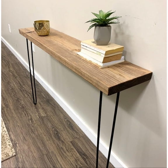 Narrow Console Table with 28" Hairpin Legs, Farmhouse Foyer Bench, Rustic Hallway Table, Entry Table, Sideboard Table, Wall Mounted Stand-WXF (Dark Walnut,7.25" D x 24" L inches)$$Furniture
