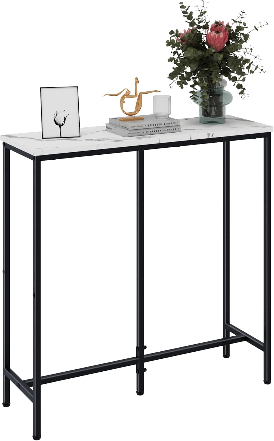 Narrow Console Table, 29.5” Slim Entryway Table, Thin Sofa Table for ...
