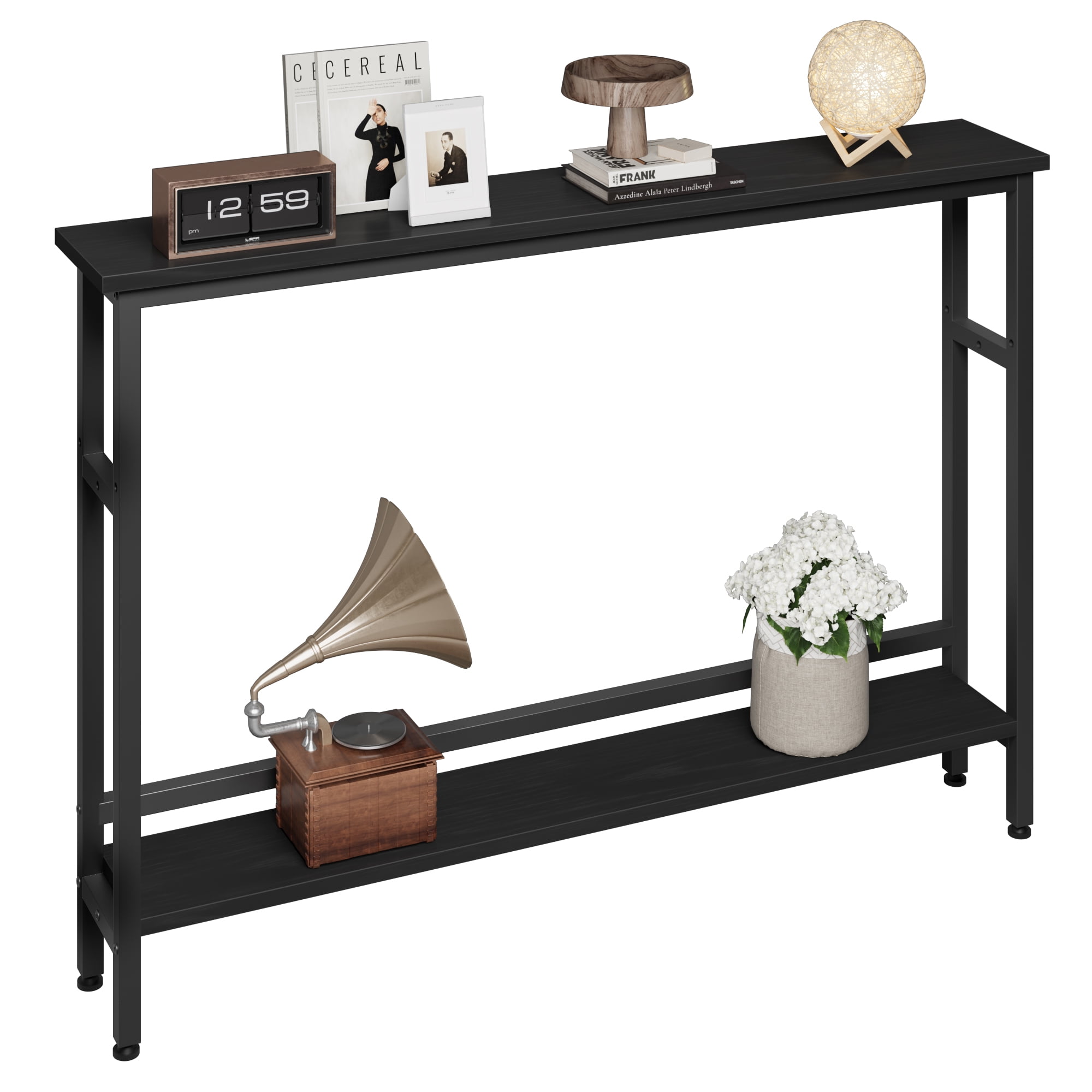 Narrow Console Table, 39.4" Long Console Table for Entryway, 2 Tier