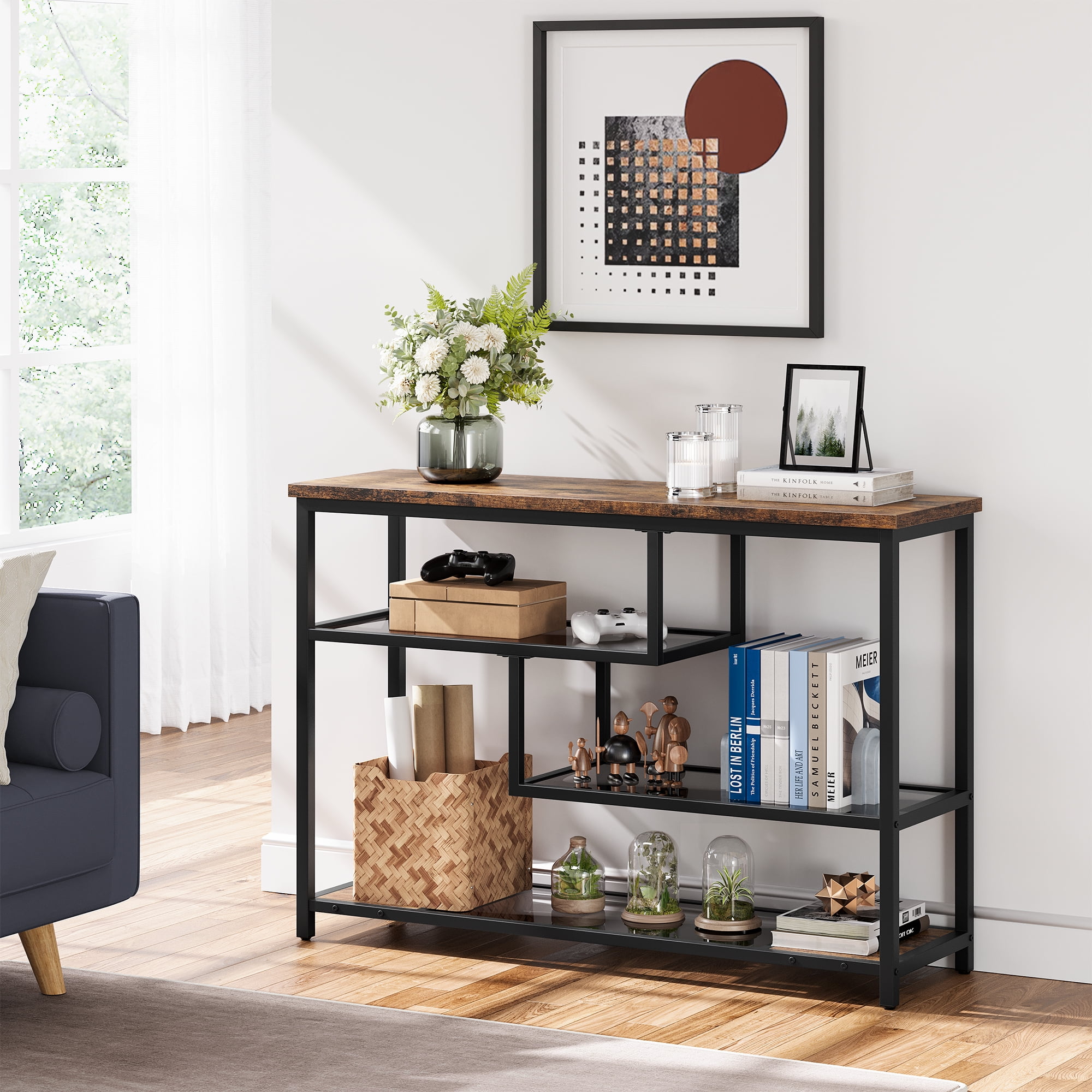 Narrow Console Table,4-Tier Sofa Tables,Narrow Entryway Table with ...