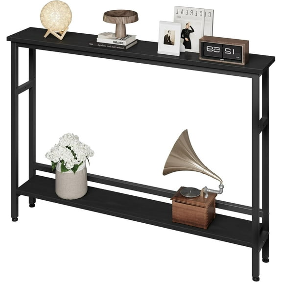 Narrow Console Table, 5.9” Slim Entryway Table, 2 Tier Console Tables for Entryway, Industrial Skinny Sofa Table with Adjustable Shelf, Behind Couch Table for Living Room, Hallway, Foye