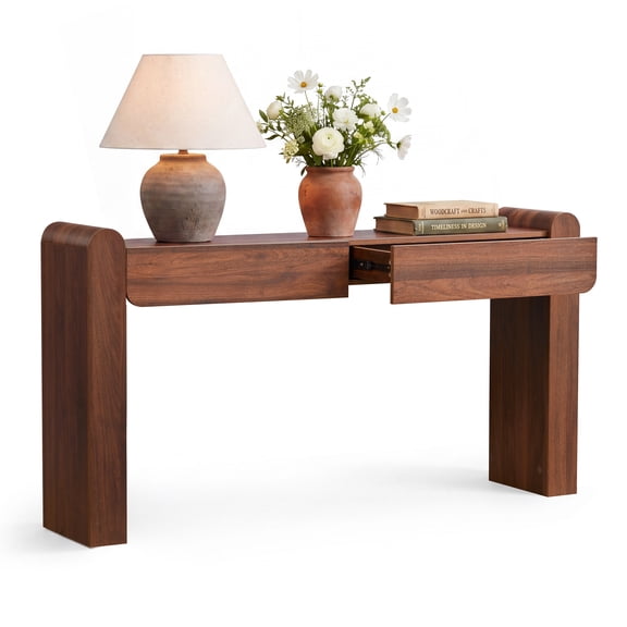Narrow Console Table, 59" Sofa Table with 2 Drawers, Modern Wood Entryway Table with Anti-Tip Device, Space Saving Hallway Table for Living Room, Foyer, Kitchen Bar