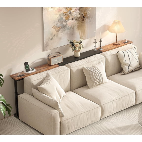 Narrow Console Table Behind Couch 78-106 Inch Adjustable Length, 23-31 Inch Adjustable Height Sofa Table with 2 Power Outlets Entryway Hallway Bedroom Living Room Foyer Classic