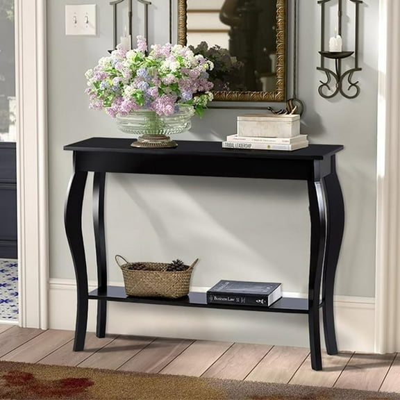 Narrow Console Table, Chic Accent Sofa Table, Entryway Table, 39.3 Inch, Black