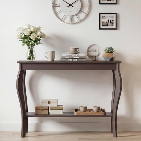 Narrow Console Table, Chic Accent Sofa Table, Entryway Table,Espresso
