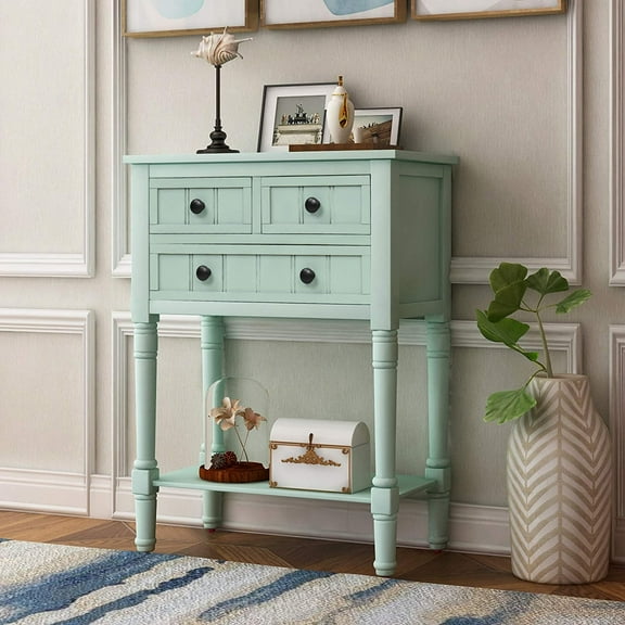 Harper & Bright Designs Narrow Console Table Entryway Table Slim Sofa Table with Three Storage Drawers and Bottom Shelf Wood Side Table for Living Room