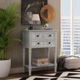 thumbnail image 1 of Narrow Console Table, Slim Sofa Table with Three Storage Drawers and Bottom Shelf, Modern Wood Storage Side Table for Living Room Entryway Hallway, Easy Assembly Hall Stand, Space Saving, Gray, 1 of 7