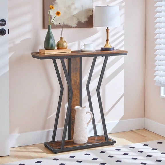 Narrow Console Table, Small Entryway Table with Storage, 2-Tier Sofa Table Behind Couch, Modern Style Furniture for Living Room, Hallway, Foyer and Bedroom