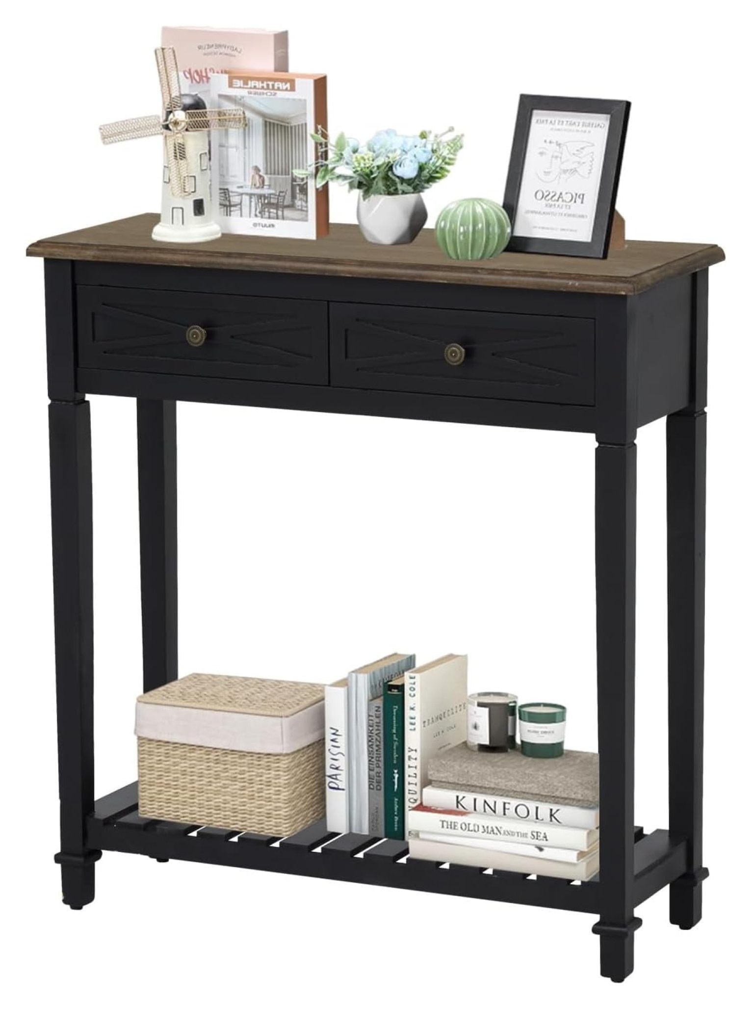 Narrow Console Table with Shelf ＆ Drawers Small Entryway Table Hallway ...