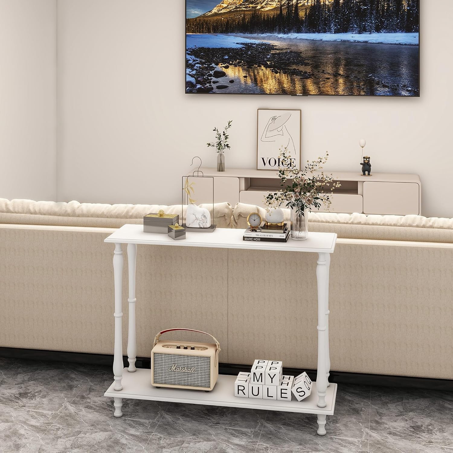 Asgolion 31.5" Console Table With Charging Station - Narrow Entryway Table With Outlets & USB Ports - View #8