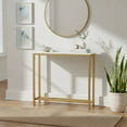 thumbnail image 1 of Narrow Console Table with Shelves - Industrial Entryway Table - White & Gold, 1 of 9