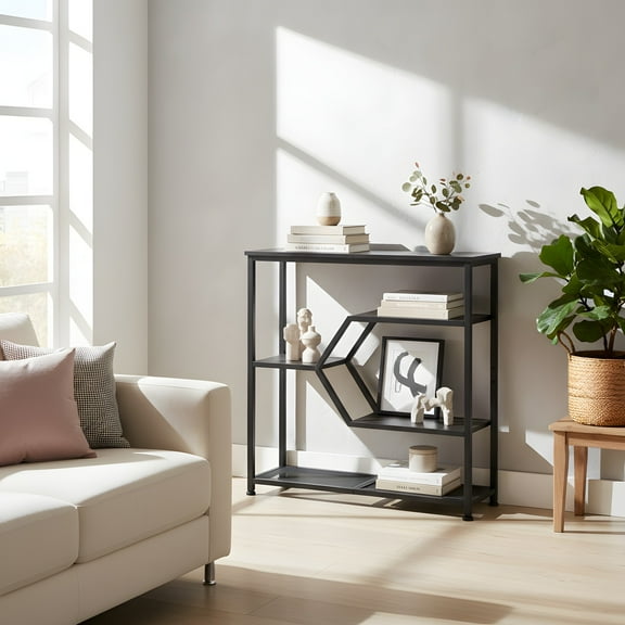 Narrow Console Table with Shelves - Modern Entryway & Living Room Decor