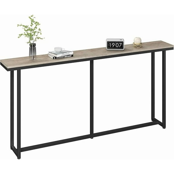 Narrow Console Table with Sturdy Metal Frame, 71 Inch Extra Long Entryway Sofa Table for Behind Couch, Hallway, Living Room, Rustic Brown