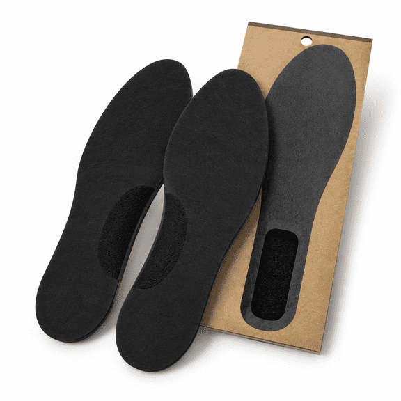 Narrow-Cut Cotton Shoe Insoles for Sandals & Sockless Shoes, Size 41, Black