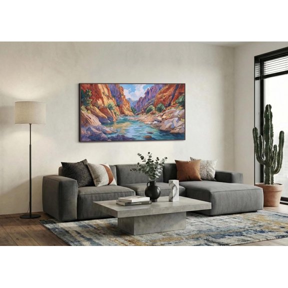 Narrow Desert Canyon River Peaceful Portrait Decor Unframed Paper Print