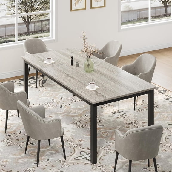 Narrow Dining Table for 6-8 People, 71" Long Wooden Dining Table, Kitchen Tables with Sturdy Metal Frame & Rustic Finish - Seats 6 Rectangular Counter for Dinner, Kitchen