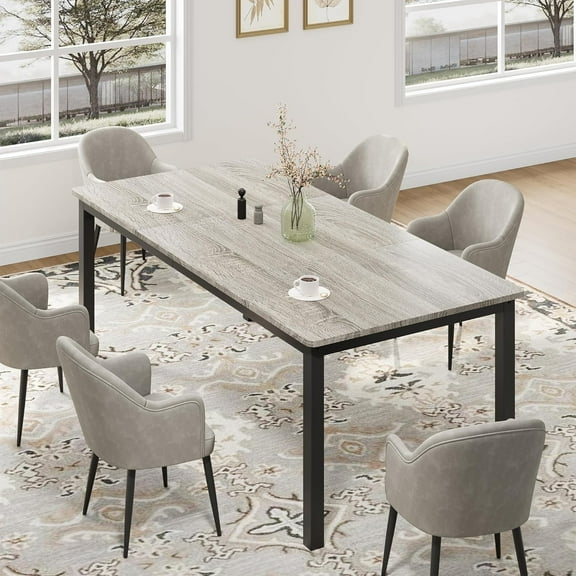 Narrow Dining Table for 6-8 People, 78" Long Wooden Dining Table, Kitchen Tables with Sturdy Metal Frame & Rustic Finish - Seats 6 Rectangular Counter for Dinner, Kitchen