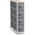 thumbnail image 1 of Narrow Dresser with 4 Drawers - Vertical Slim Storage Chest of Drawers with Steel Frame, Wood Top & Easy Pull Fabric Bins for Small Spaces, Closets, Bedroom, Bathroom & Laundry (Beige), 1 of 14