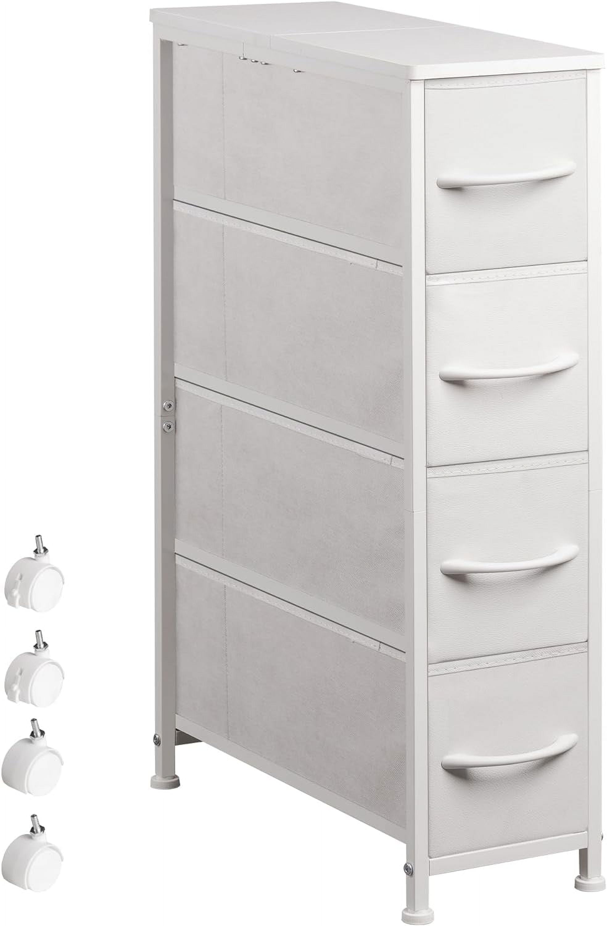 Narrow Dresser Storage Tower with 4 Drawers, Slim Dresser Chest of