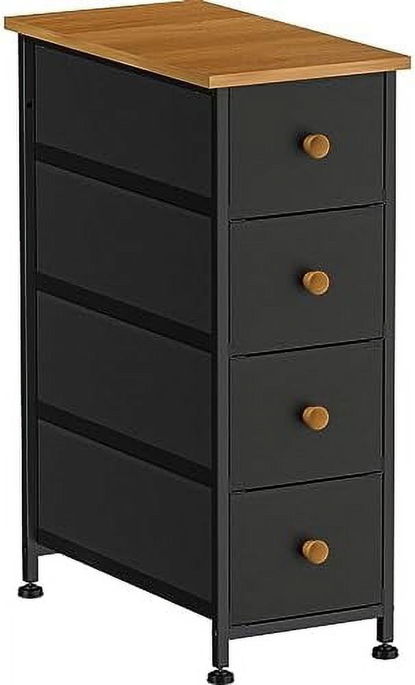 Narrow Dresser Storage Tower with 4 Drawers, Slim Dresser Chest of Drawers with Steel Frame ...
