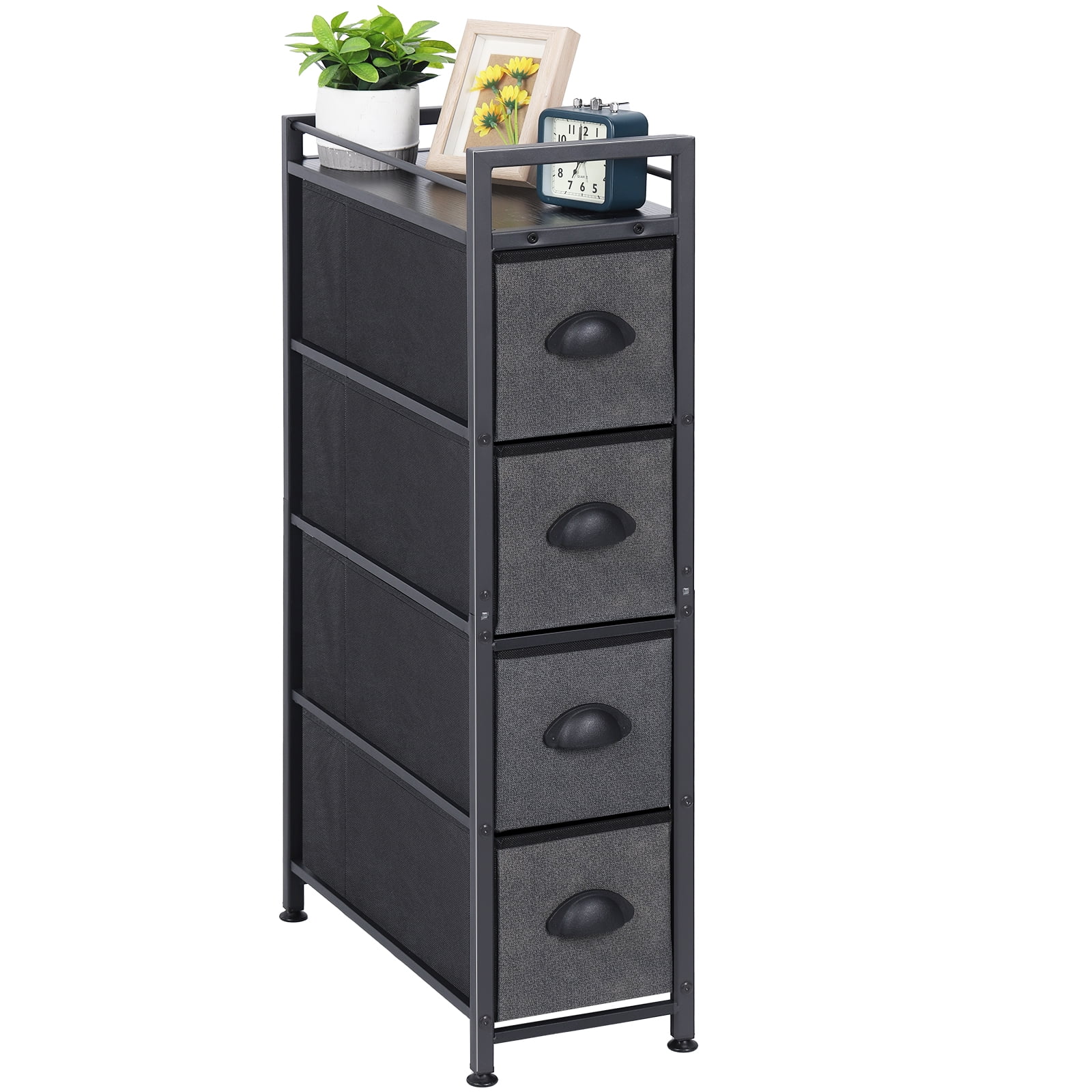 Narrow Dresser Storage Tower Stand with 4 Removable Fabric Drawers