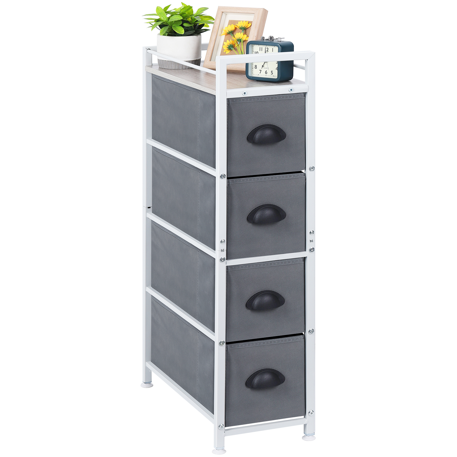 Narrow Dresser Storage Tower Stand with 4 Removable Fabric Drawers