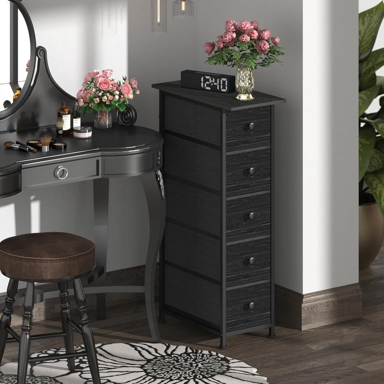 Narrow Dresser Vertical Slim Dresser Chest of Drawers Skinny Storage Tower for Small Spaces Gaps Closet Bedroom Bathroom Small Fabric Drawer Unit 