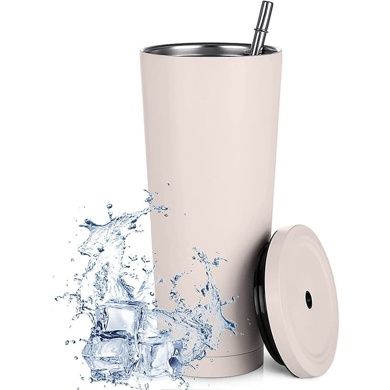 Straw Tumbler, Reusable Vacuum Tumbler With Straw, Double Wall