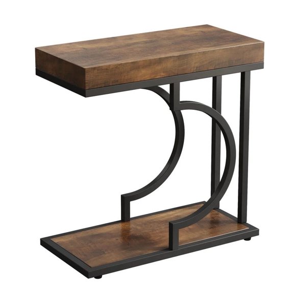 Narrow Edge Coffee Table, C Shaped Side Table, Faux Marble Tea Table, Sofa End Table, Small Modern Accent Table