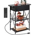 thumbnail image 1 of Narrow End Table with Charging Station, Side Table with 3 USB Ports and 2 AC Outlets, Flip Top End Table with Storage, Black Side Tables Living Room, Nightstand with Drawer for Bedroom, 1 of 16