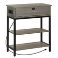 Narrow End Table with Charging Station Sofa Side Table with Storage Shelf, Power Outlets & USB